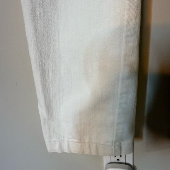 SIMON CHANG Straight Leg White Denim Jeans Embroidered Pockets Cigarette Pants - Picture 8 of 16